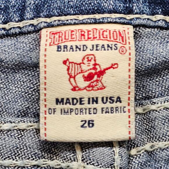 True Religion Capri Jeans Womens Size26 Disco Lily Big T Embellished Distressed - Picture 11 of 15